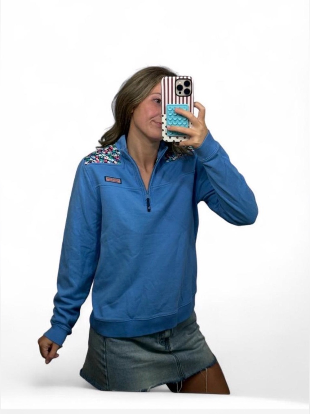 Vineyard Vines Periwinkle Quarter-Zip Pullover with Whale Shoulder accents - Picture 1 of 6